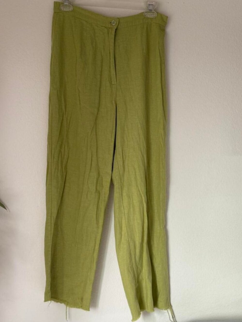 Vintage lime green linen drawstring pants